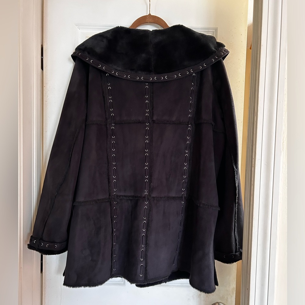 Dennis by Dennis Basso Faux Suede Faux Fur Coat - Picture 3 of 7